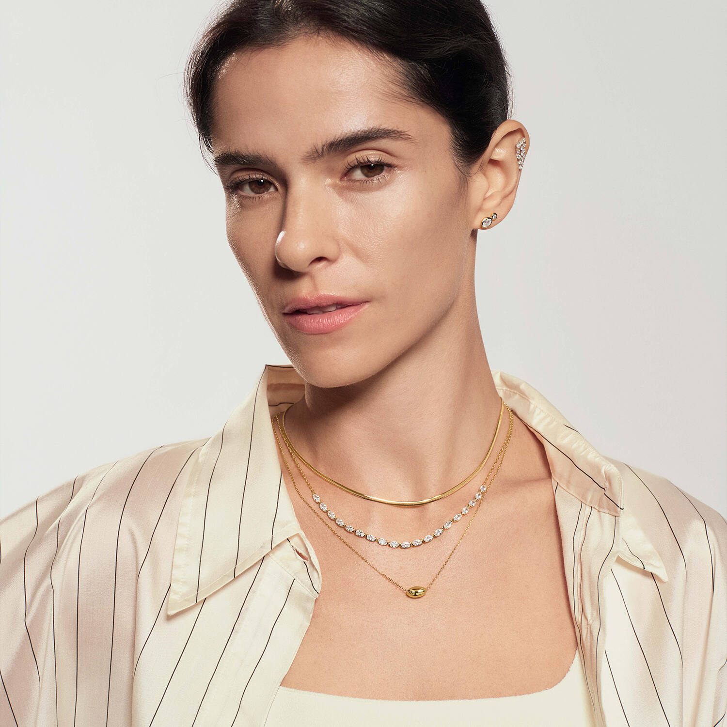  Wanderer - Link necklaces - Silver / 14kt GP - Zirconia - 45cm